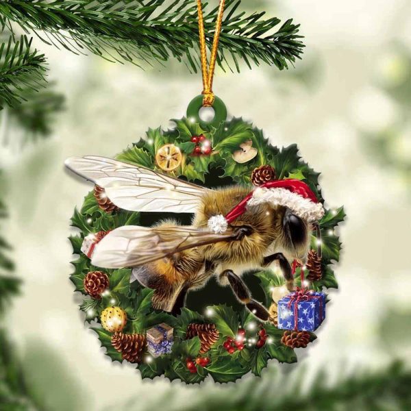Bee With Santa Hat Christmas Ornaments – Car Ornament – Best Xmas Gifts
