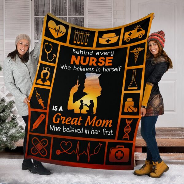 Behind Every Nurse Pre Fleece Throw Blanket – Sherpa Throw Blanket – Soft And Cozy Blanket