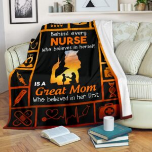 Behind Every Nurse Pre Fleece Throw Blanket - Sherpa Throw Blanket - Soft And Cozy Blanket