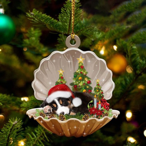 Bernese Mountain-Sleeping Pearl In Christmas Two Sided Christmas Plastic Hanging Ornament