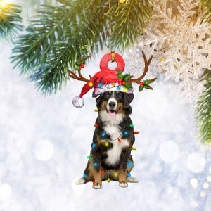 Bernese Mountain Christmas Light Reindeer Ornament, Dog…
