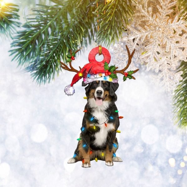Bernese Mountain Christmas Light Reindeer Ornament, Dog Lover Gifts, Christmas Tree Ornament, Home Decor