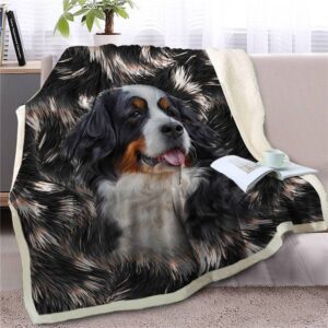 Bernese Mountain Dog Face Fleece Throw Blanket…