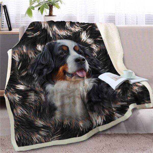 Bernese Mountain Dog Face  Fleece Throw Blanket – Sherpa Fleece Blanket – Gifts For Dog Lover