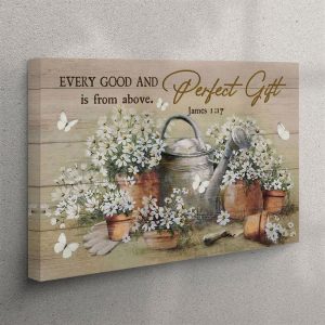 Bible Verse Wall Art James 117 Every Good And Perfect Gift Is From Above Daisy Flower Painting Canvas Christian Wall Art Canvas dq4ijp.jpg