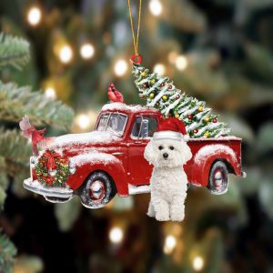 Bichon Frise-Cardinal & Truck Two Sided Christmas…