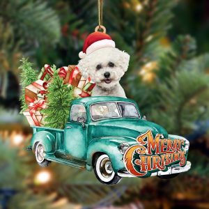 Bichon Frise-Green Truck Hanging Christmas Plastic Hanging…