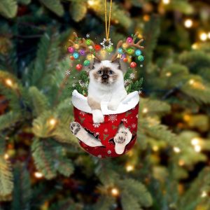 Birman Cat In Snow Pocket Christmas Ornament…
