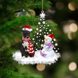 Black American Staffordshire Terrier-Star Tree Hanging Christmas…