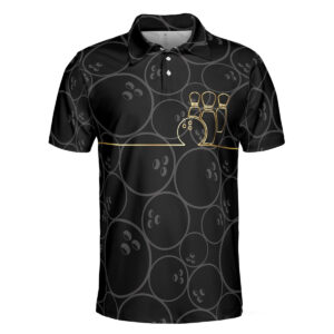 Black And Golden Pattern Polo Shirt - Bowling Men Polo Shirt - Gifts To Get For Your Dad - Father's Day Shirt