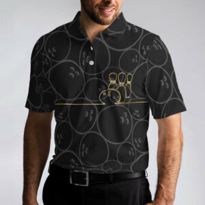 Black And Golden Pattern Polo Shirt - Bowling Men Polo Shirt - Gifts To Get For Your Dad - Father's Day Shirt