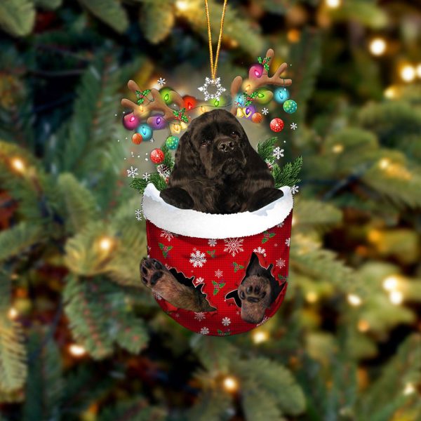 Black Cocker Spaniel In Snow Pocket Christmas Ornament – Ornaments Hanging Gift – Flat Acrylic Dog Ornament