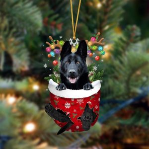Black German Shepherd-In Christmas Pocket Two Sides…