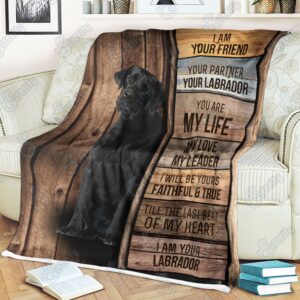 Black Labrador Retriever Fleece Throw Blanket –…