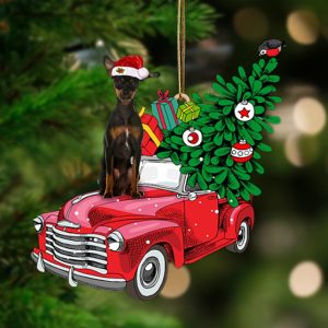 Black Miniature Pinscher-Pine Truck Hanging Christmas Plastic…