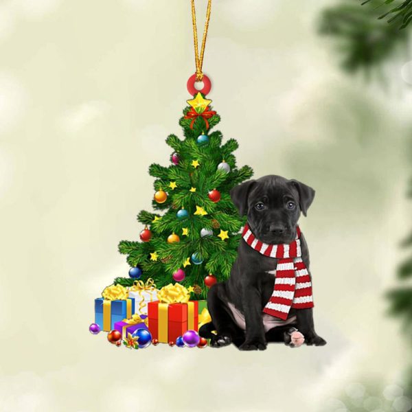 Black Pitbull-Christmas Star Hanging Christmas Plastic Hanging Ornament