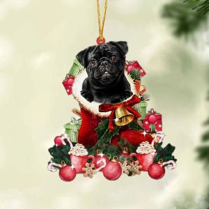 Black Pug-Red Boot Hanging Christmas Plastic Hanging…