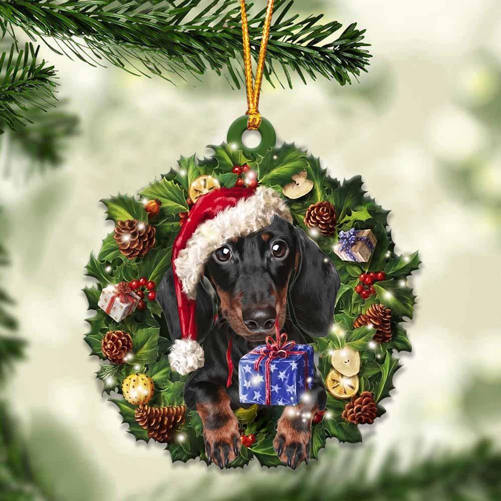 Black Tan Dachshund With Santa Hat Christmas Dog Ornaments Best Xmas Gifts Black Tan Dachshund With Santa Hat Christmas Dog Ornaments Best Xmas Gifts