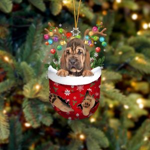 Bloodhound In Snow Pocket Christmas Ornament –…