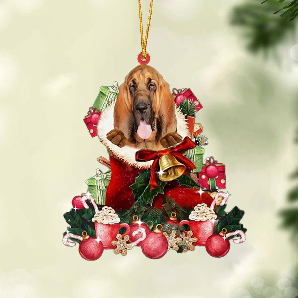 Bloodhound Red Boot Hanging Christmas Plastic Hanging Ornament – Funny Ornament