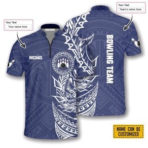 Blue White Tribal Tattoo Bowling Jersey For…