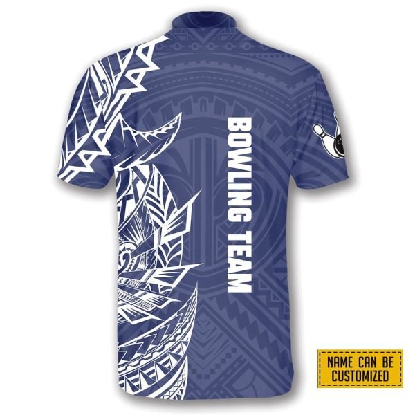 Blue White Tribal Tattoo Bowling Jersey For Men Personalized Names And Team Jersey Shirt – Gift For Bowling Enthusiasts