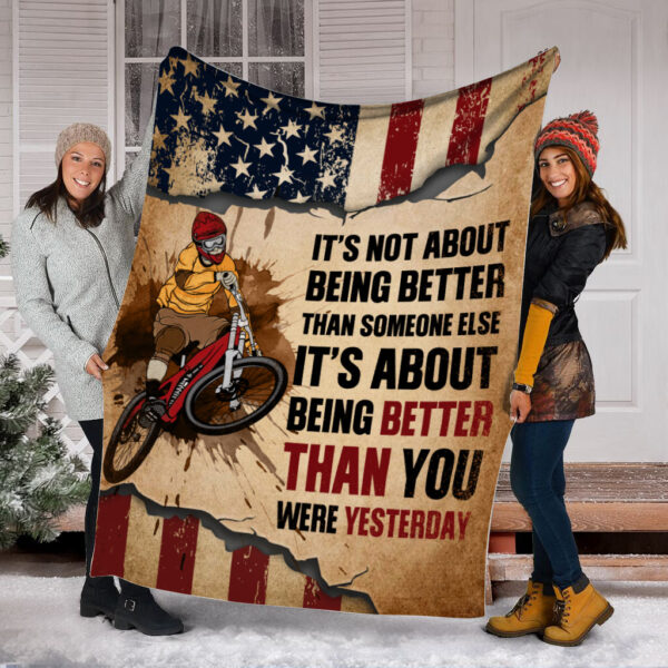 Bmx It’s About Being Better Than You Were Yesterday Fleece Throw Blanket – Throw Blankets For Couch – Soft And Cozy Blanket