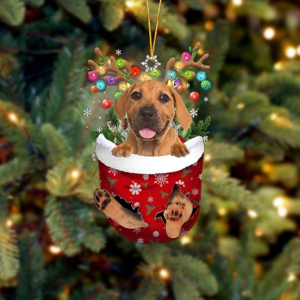 Boerboel In Snow Pocket Christmas Ornament – Flat Acrylic Dog Ornament – Christmas Decor