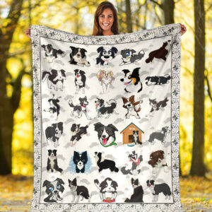 Border Collie Fleece Throw Blanket - Sherpa Fleece Blanket - Gifts For Dog Lover