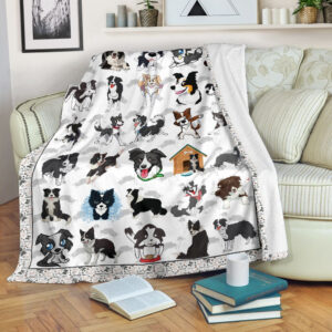 Border Collie Fleece Throw Blanket - Sherpa Fleece Blanket - Gifts For Dog Lover