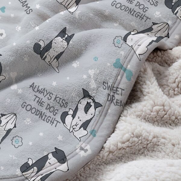 Border Collie Sleepy  Fleece Throw Blanket – Sherpa Fleece Blanket – Gifts For Dog Lover