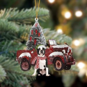 Boston Terrier Christmas Truck Two Sided Christmas…