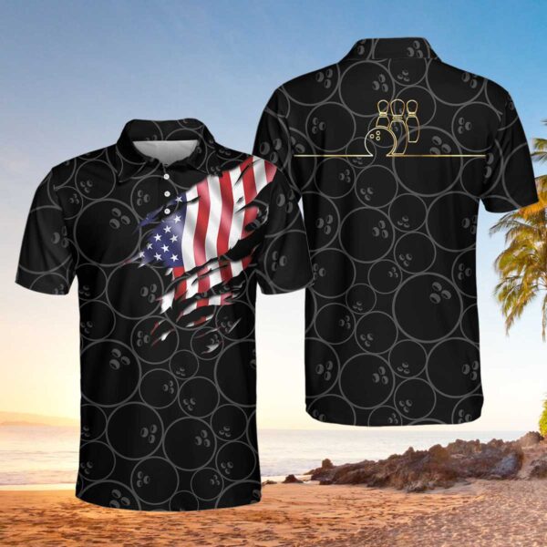 Bowling American Flag Men’s Polo Shirts – Gifts For Young Adults