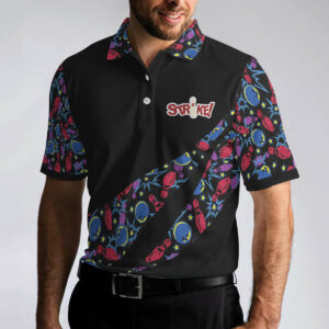 Bowling Ball & Pin Seamless Pattern Polo Shirt - Bowling Men Polo Shirt - Gifts To Get For Your Dad - Father's Day Shirt