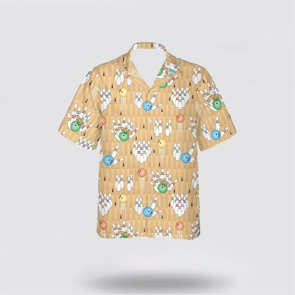 Bowling Blue Green & Yellow Pattern Bowling Hawaiin Shirt – Gift For Bowling Enthusiasts