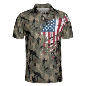 Bowling Camouflage American Eagle Flag Golf Polo Shirt For Men - Gifts For Golfers Men