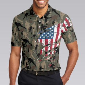 Bowling Camouflage American Eagle Flag Golf Polo Shirt For Men - Gifts For Golfers Men