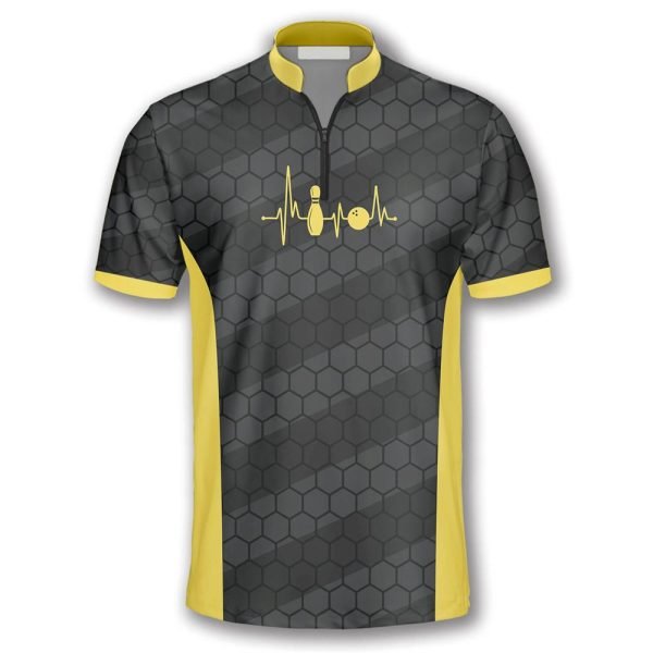 Bowling Heartbeat Honeycomb Pattern Bowling Personalized Names And Team Jersey Shirt – Gift For Bowling Enthusiasts
