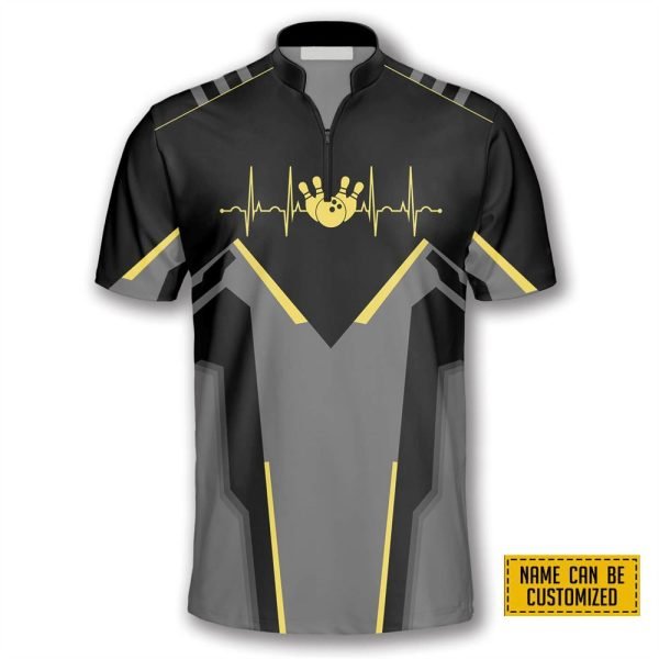 Bowling Heartbeat Pulse Line Bowling Personalized Names And Team Jersey Shirt – Gift For Bowling Enthusiasts