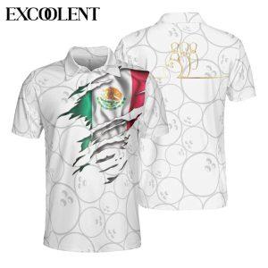 Bowling Mexico Flag White Background Men’s Polo…