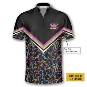 Bowling Pattern In Black Colorful Lines Bowling…