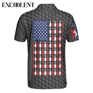 Bowling Pin American Flag Golf Polo Shirt For Men - Gifts For Golfers Men