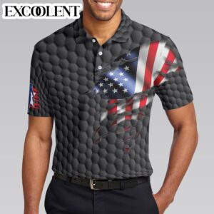 Bowling Pin American Flag Golf Polo Shirt For Men - Gifts For Golfers Men