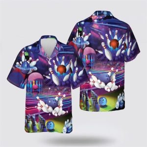 Bowling Purple Pattern 3D Bowling Hawaiin Shirt – Gift For Bowling Enthusiasts