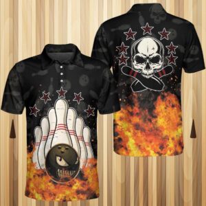 Bowling Skull And Monster Ball Polo Shirt…