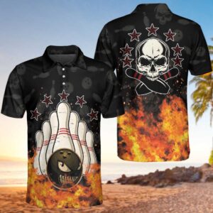 Bowling Skull And Monster Ball Polo Shirt - Bowling Men Polo Shirt - Gifts To Get For Your Dad - Father's Day Shirt