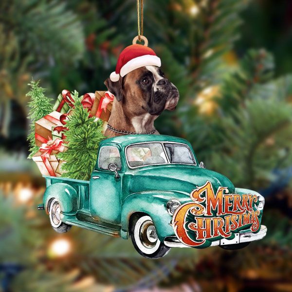 Boxer-Green Truck Hanging Christmas Plastic Hanging Ornament – Christmas Decor