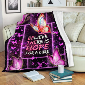 Breast Cancer Believe There Is Hope For A Cure Fleece Throw Blanket - Sherpa Fleece Blanket - Weighted Blanket To Sleep