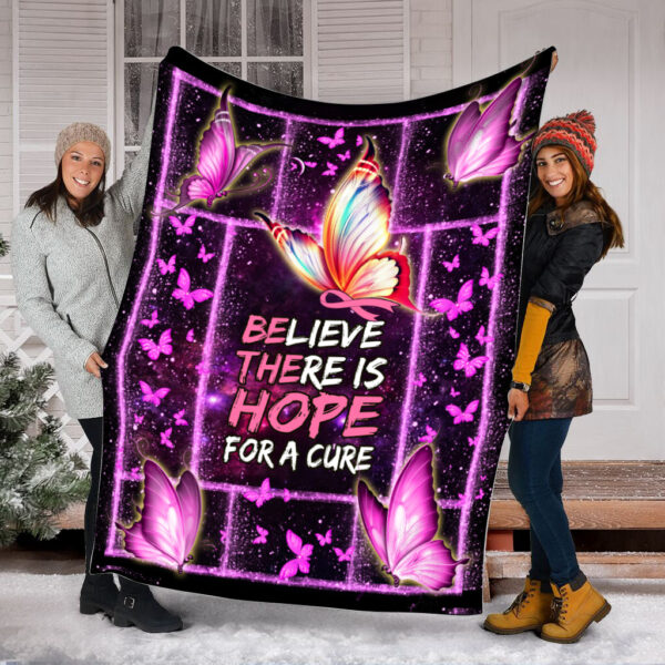 Breast Cancer Believe There Is Hope For A Cure Fleece Throw Blanket – Sherpa Fleece Blanket – Weighted Blanket To Sleep