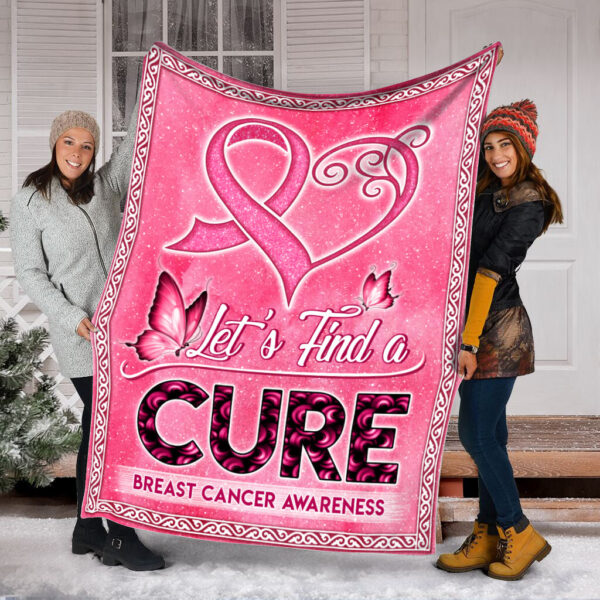 Breast Cancer Let’s Find A Cure Fleece Throw Blanket – Sherpa Fleece Blanket – Weighted Blanket To Sleep
